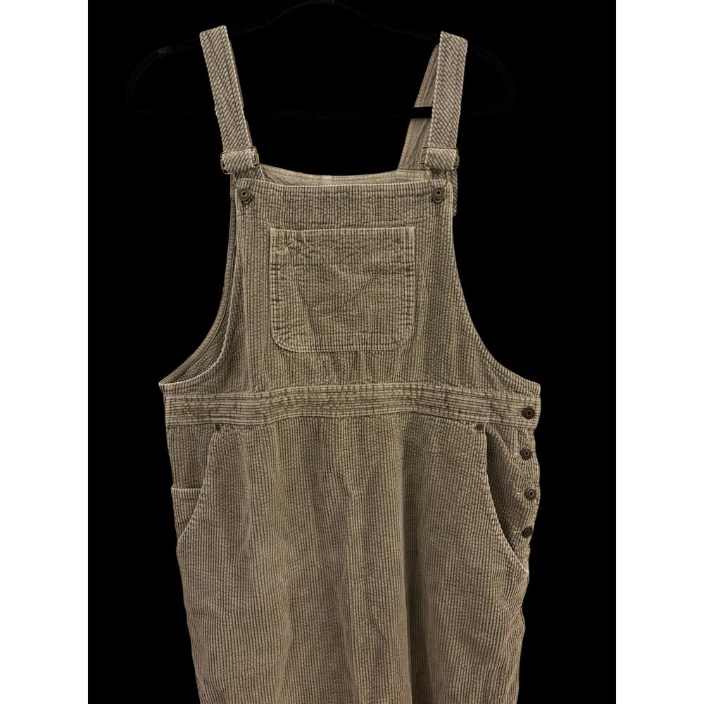 Eddie Bauer Corduroy Bib Dress 100% Cotton L Side Pockets Minimalist Simple - Picture 3 of 9